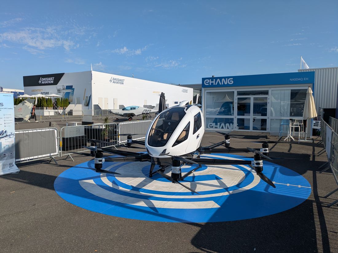 The EHang EH216-S pilotless two-seat air taxi at the Paris Air Show