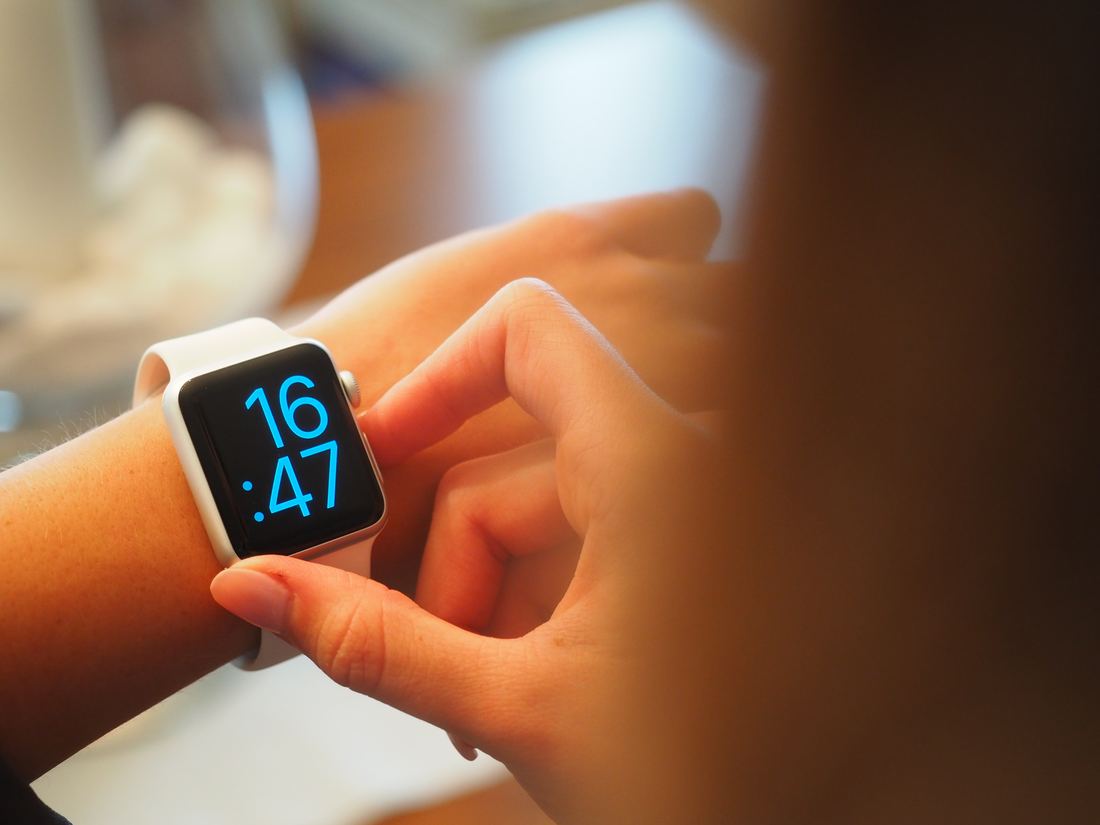 A smartwatch on a person's wrist